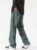 Men's Clothing Men's Street Style Washed Distressed Jeans Straight Leg Loose Fit Spring Autumn Trendy High Street Vibe Long Pants_mkmklike.com