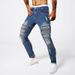 Men's Slim Fit Distressed Ripped Stretchy Jeans European American Style Retro Long Pants_mkmklike.com