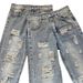 Men's Clothing Unisex American Style High Street Distressed Jeans Vintage Washed Zippered Straight Leg Trousers Trendy Casual Denim_mkmklike.com