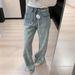 Women's Clothing Light Colored Jacquard Straight Jeans For Spring New High Waist Versatile Loose Wide Leg Pants_mkmklike.com