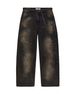 High Waist Straight Leg Jeans For Men With Whiskered Cat Whiskers Print Washed Design Loose Fit_mkmklike.com
