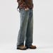 Men's Clothing Autumn New Style Washed Distressed Jeans Men's Retro Loose Floor Length Straight Leg Pants_mkmklike.com