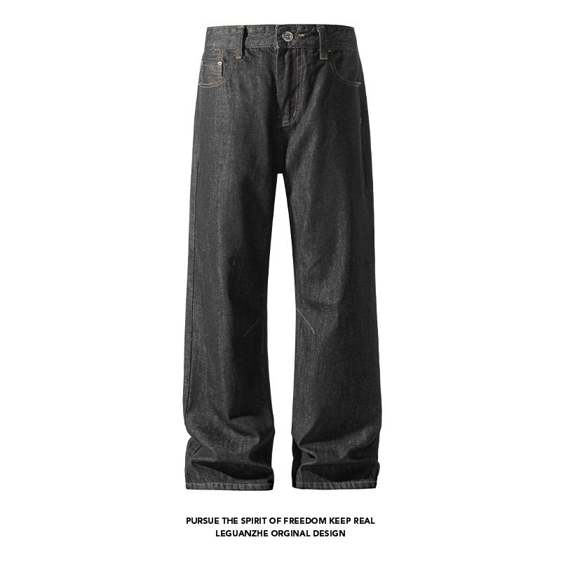 American Retro Autumn And Winter Cleanfit Flared Wide-leg Jeans For Men, Trendy Brand, Loose-fitting, Drapey,_mkmklike.com