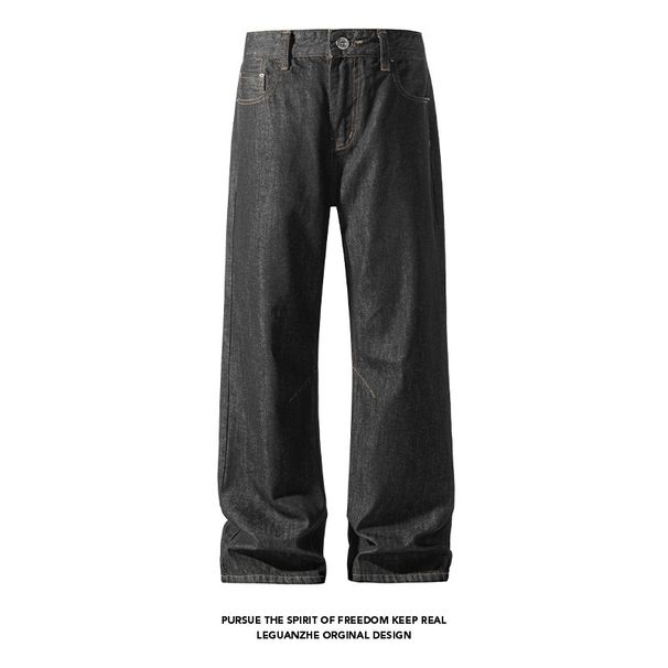 American Retro Autumn And Winter Cleanfit Flared Wide-leg Jeans For Men, Trendy Brand, Loose-fitting, Drapey,_mkmklike.com