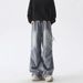 Washed Retro Pleated Jeans Men's Straight Loose Wide Legs American High Street Tide Brand Ruffian Handsome Casual Trousers Tide_mkmklike.com