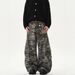Unisex Retro Camo Wide-Leg Cargo Pants – Trendy Loose Fit, Reverse Design & Distressed Detailing_mkmklike.com