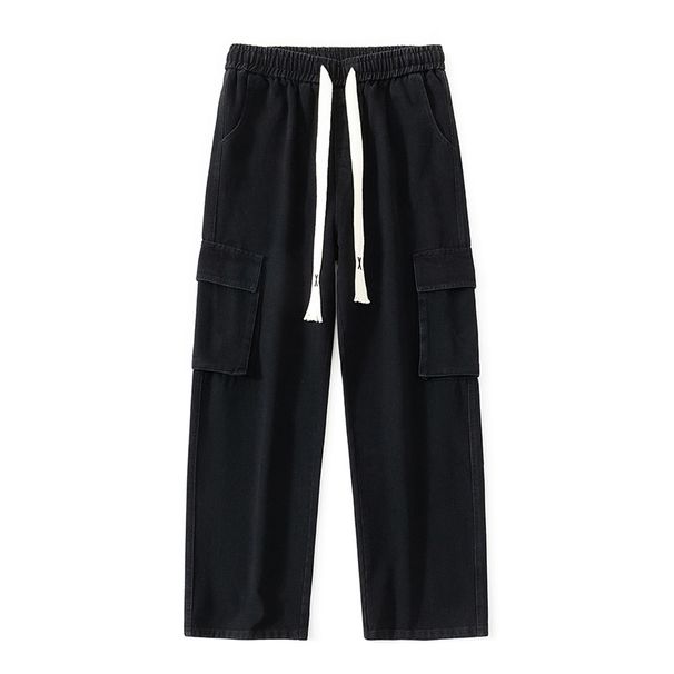 Men's Clothing Overalls Men's Spring And Summer New Loose Floor Mopping Overalls Vibe High Street Ash Jeans_mkmklike.com