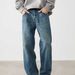 Men's Clothing High Street Embroidered Jeans For Men Loose Pants Cool Street Straight Pants_mkmklike.com